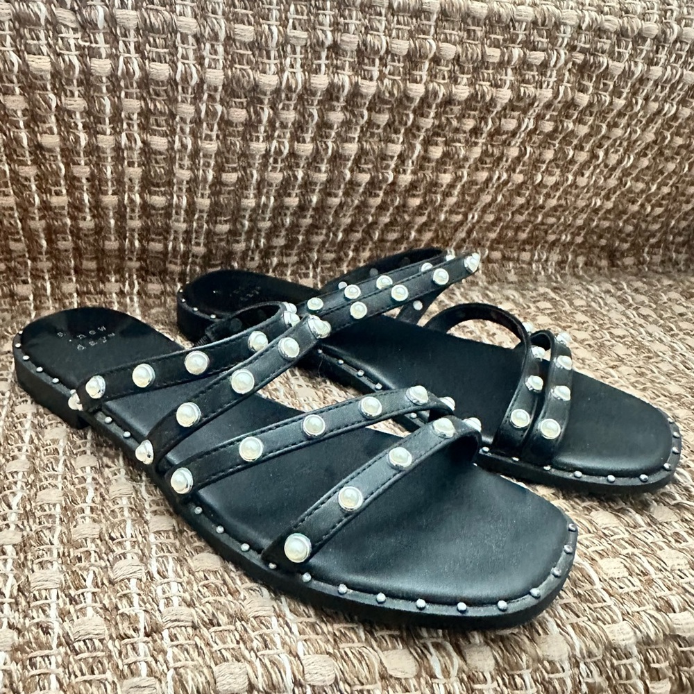 Black and pearl sandals (slip on) 
Size 6.5